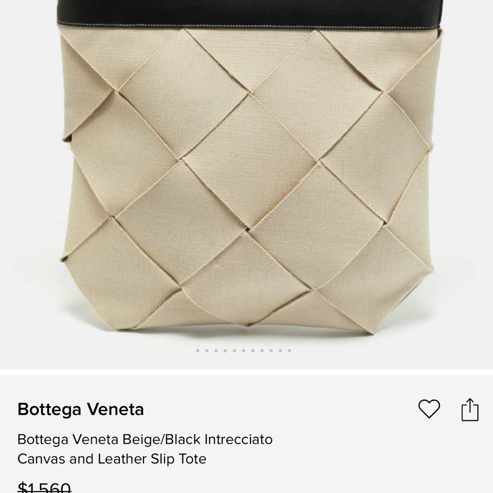 Bottega Veneta Black and Cream Woven Tote